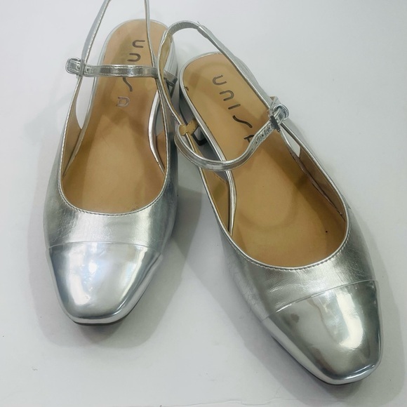 Unisa Shiny Silver Mary Jane Flats - Picture 2 of 13
